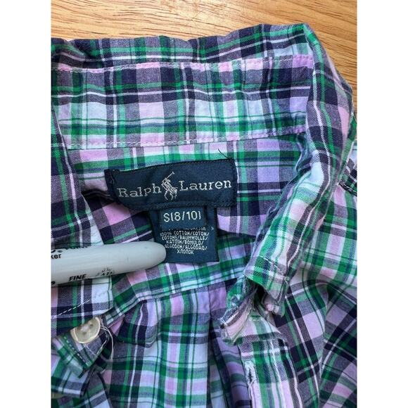 Ralph Lauren Button Up Shirt Boys Size S 8/10 Multicolor Plaid Short Sleeve - Picture 5 of 7